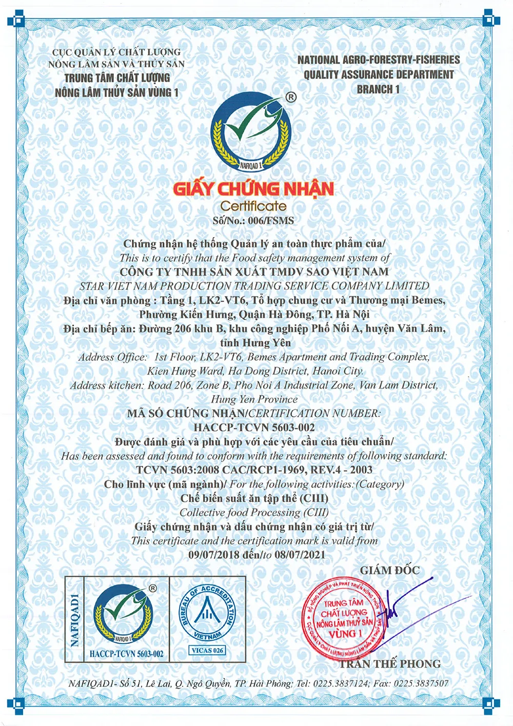 Quality certifications STAVI 2