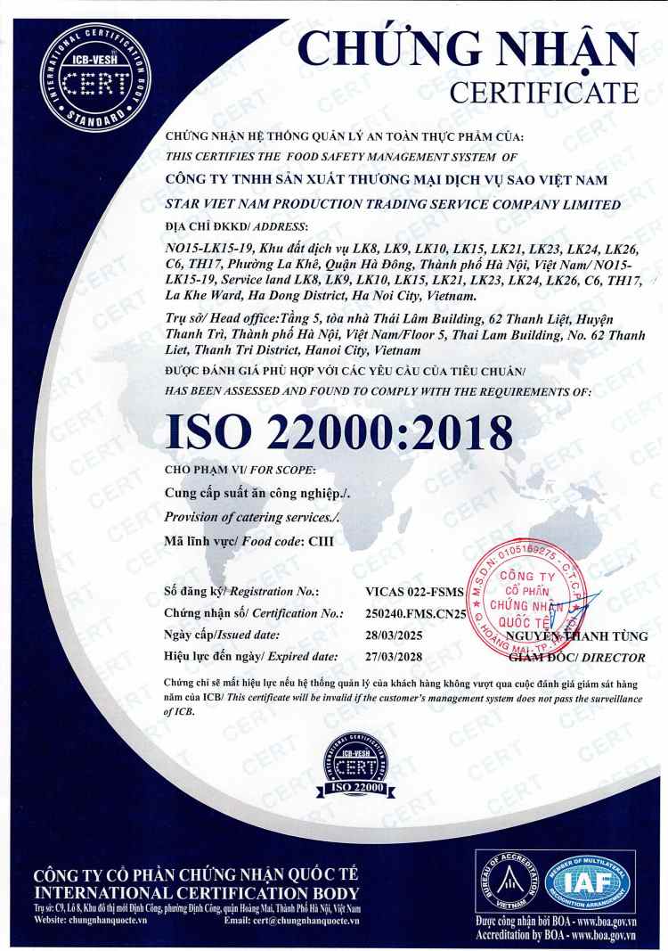 STAVI có đầy đủ giấy chứng nhận về vệ sinh an toàn thực phẩm STAVI có đầy đủ giấy chứng nhận về vệ sinh an toàn thực phẩm
