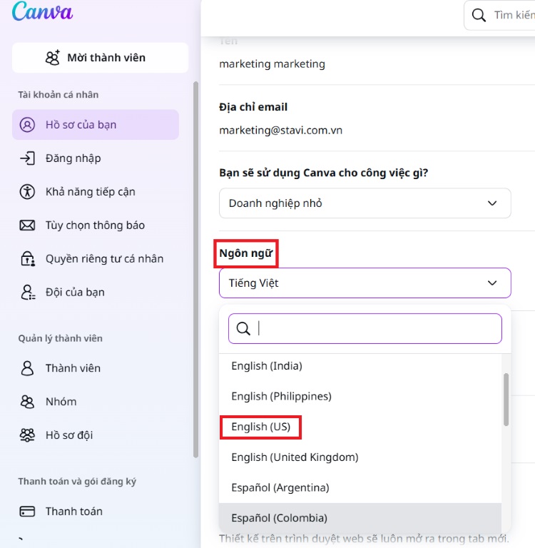 进入语言栏目并选择 English (US) 进入语言栏目并选择 English (US)