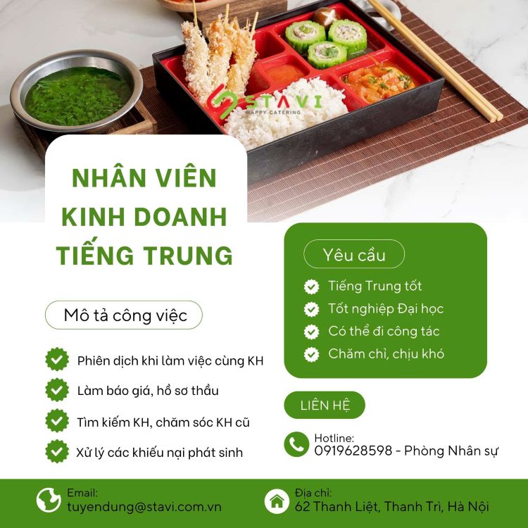 STAVI TUYỂN DỤNG NHÂN VIÊN KINH DOANH TIẾNG TRUNG 1