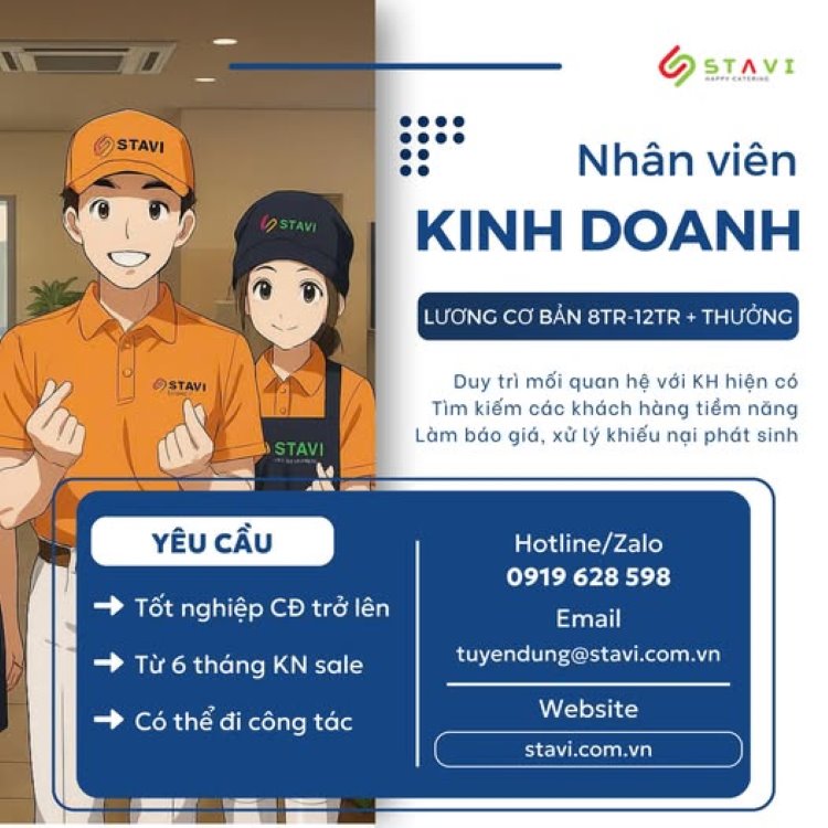 Suất ăn công nghiệp STAVI tuyển dụng nhân viên kinh doanh Suất ăn công nghiệp STAVI tuyển dụng nhân viên kinh doanh