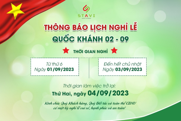 STAVI thông báo lịch nghỉ lễ Quốc khánh 2023