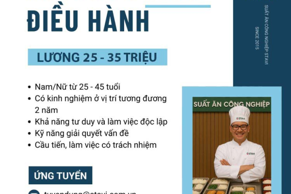 Suất ăn công nghiệp STAVI tuyển trưởng phòng điều hành
